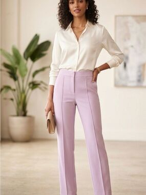 Alfani light pink High-Waist Straight-Leg Trousers